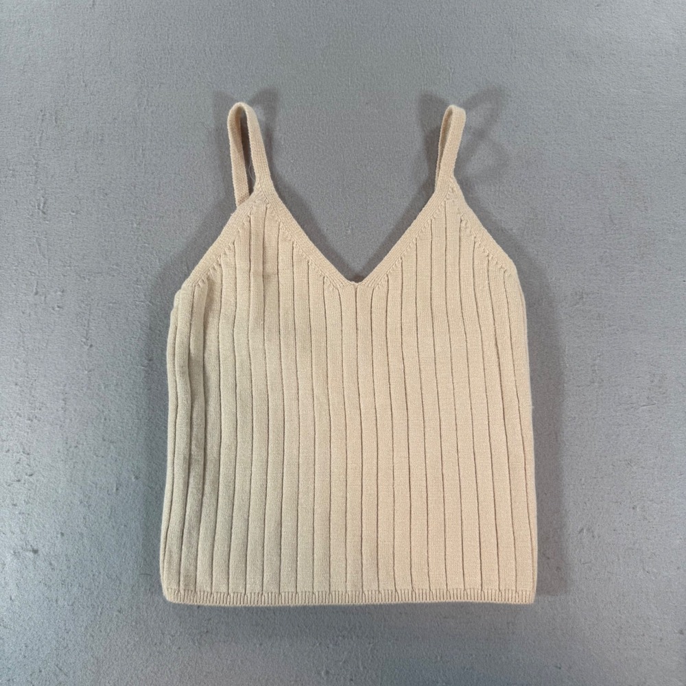 Abercrombie & Fitch Ribbed V-Neck Camisole in Beige